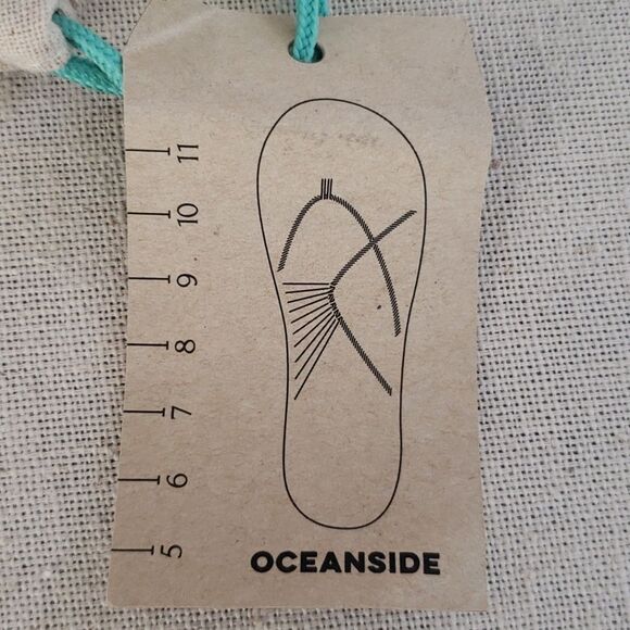 Plaka Sandal Womens 7 Oceanside Blue Green Woven Thong Flip Flop Slip on Shoe - Picture 3 of 6